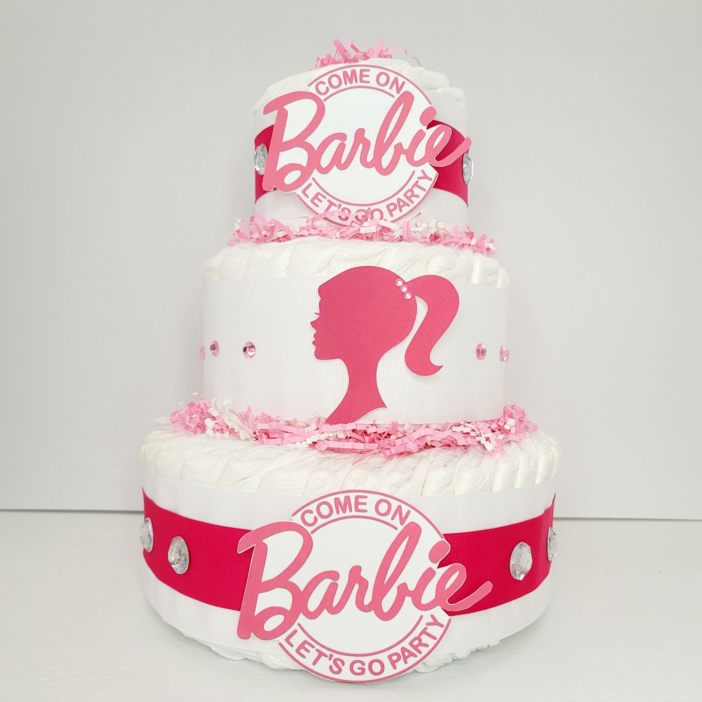 Pink Barbie Doll Girl Baby Shower Diaper Cake