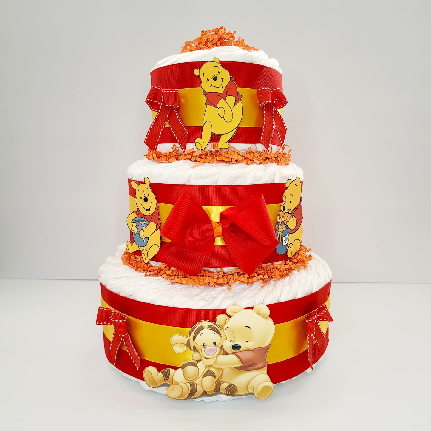 Winnie The Pooh Bear Neutral Baby Shower Diaper Cake