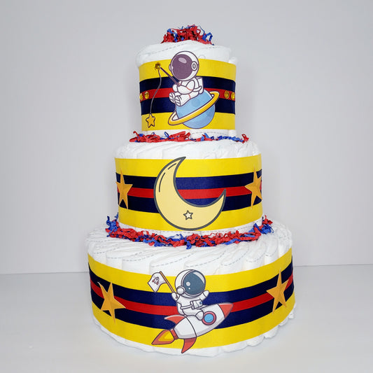 Astronaut Space Moon Stars Baby Shower Diaper Cake Centerpiece Gift