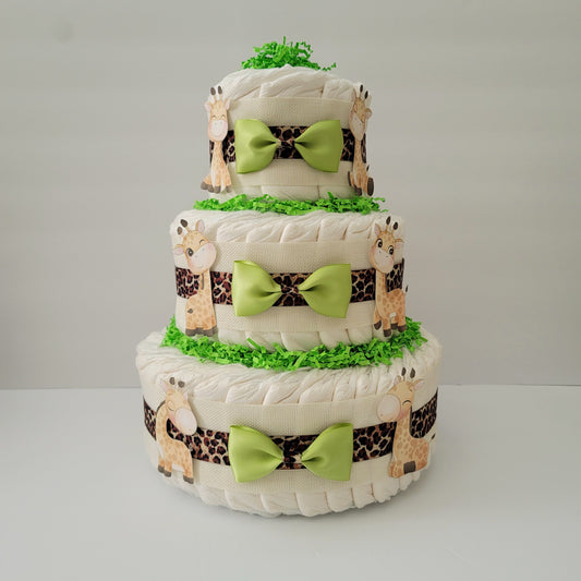 Baby Giraffe Neutral Baby SHower Diaper Cake Boy Girl