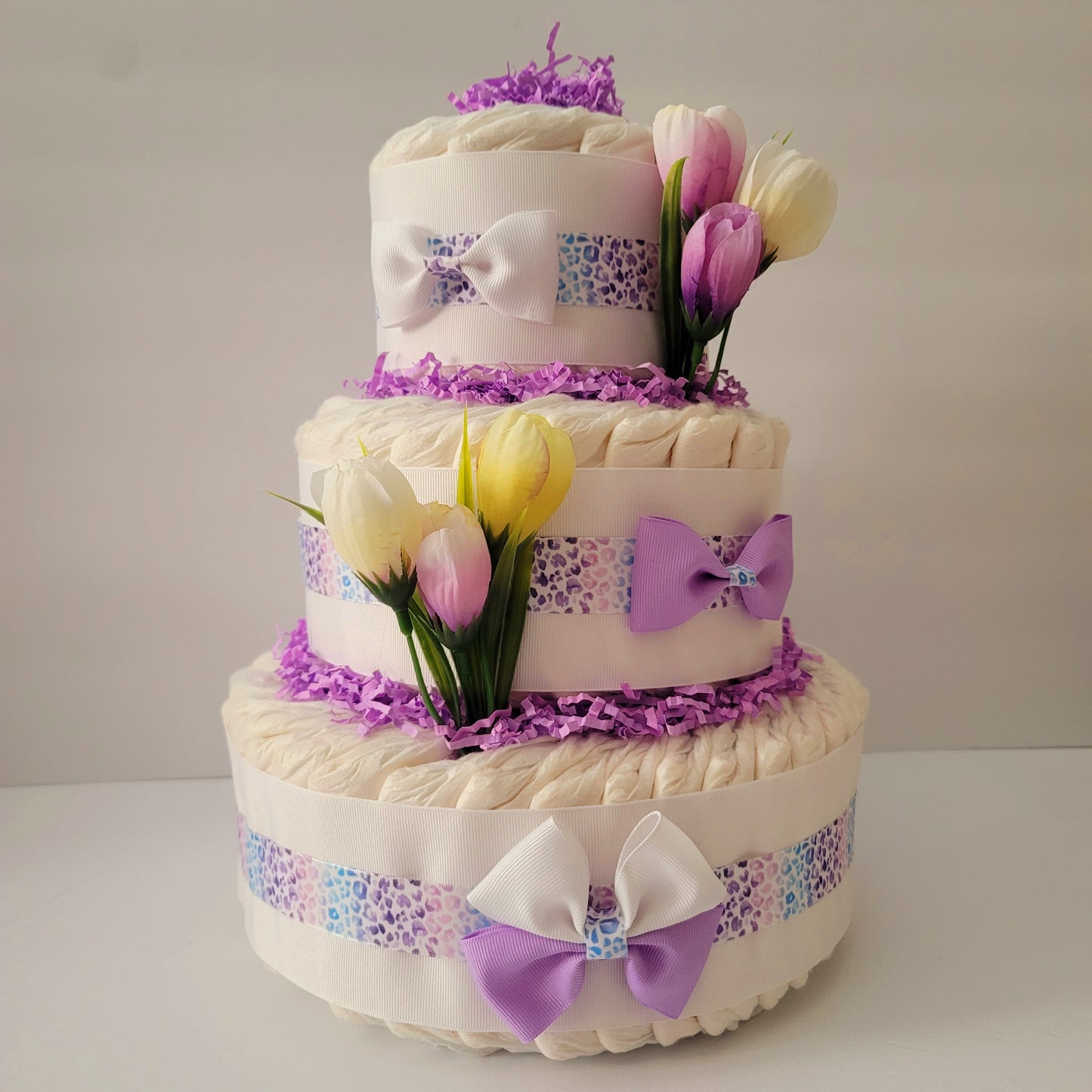 Elegant Flowers Baby Diaper Cake