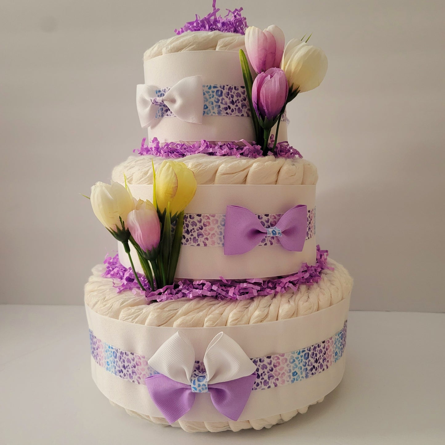 Elegant Flowers Baby Diaper Cake