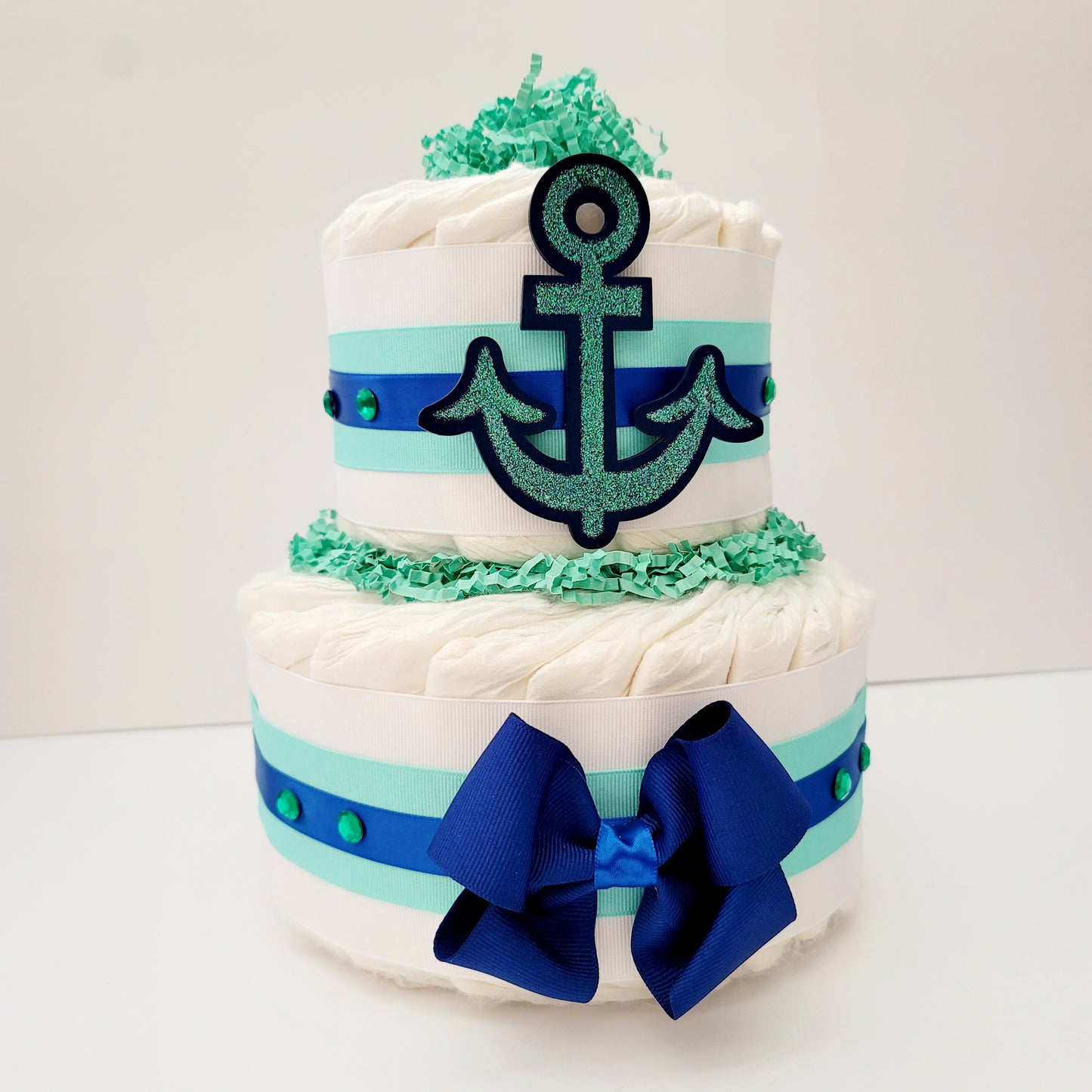 Navy Nautical Baby Diaper Cake