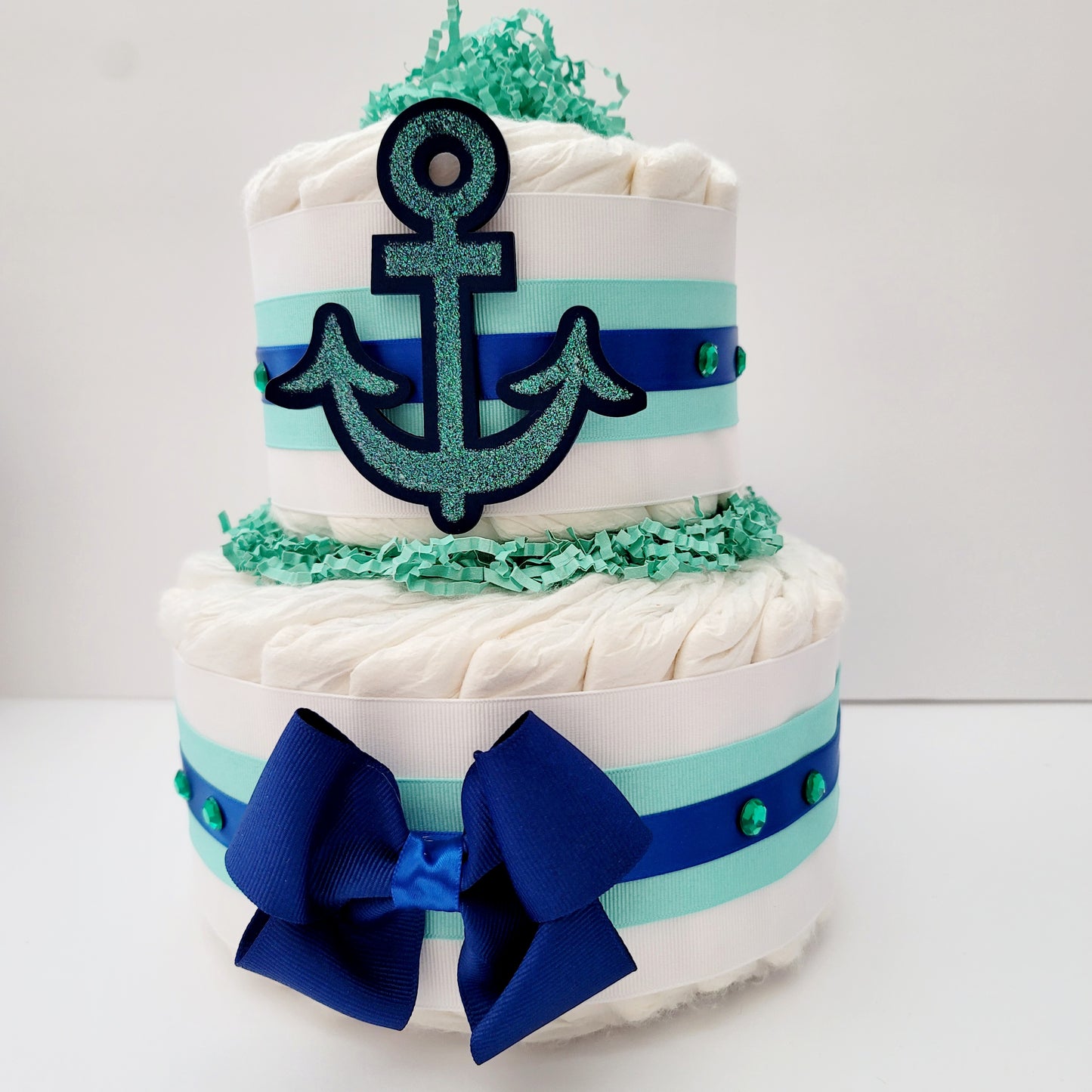 Navy Nautical Baby Diaper Cake
