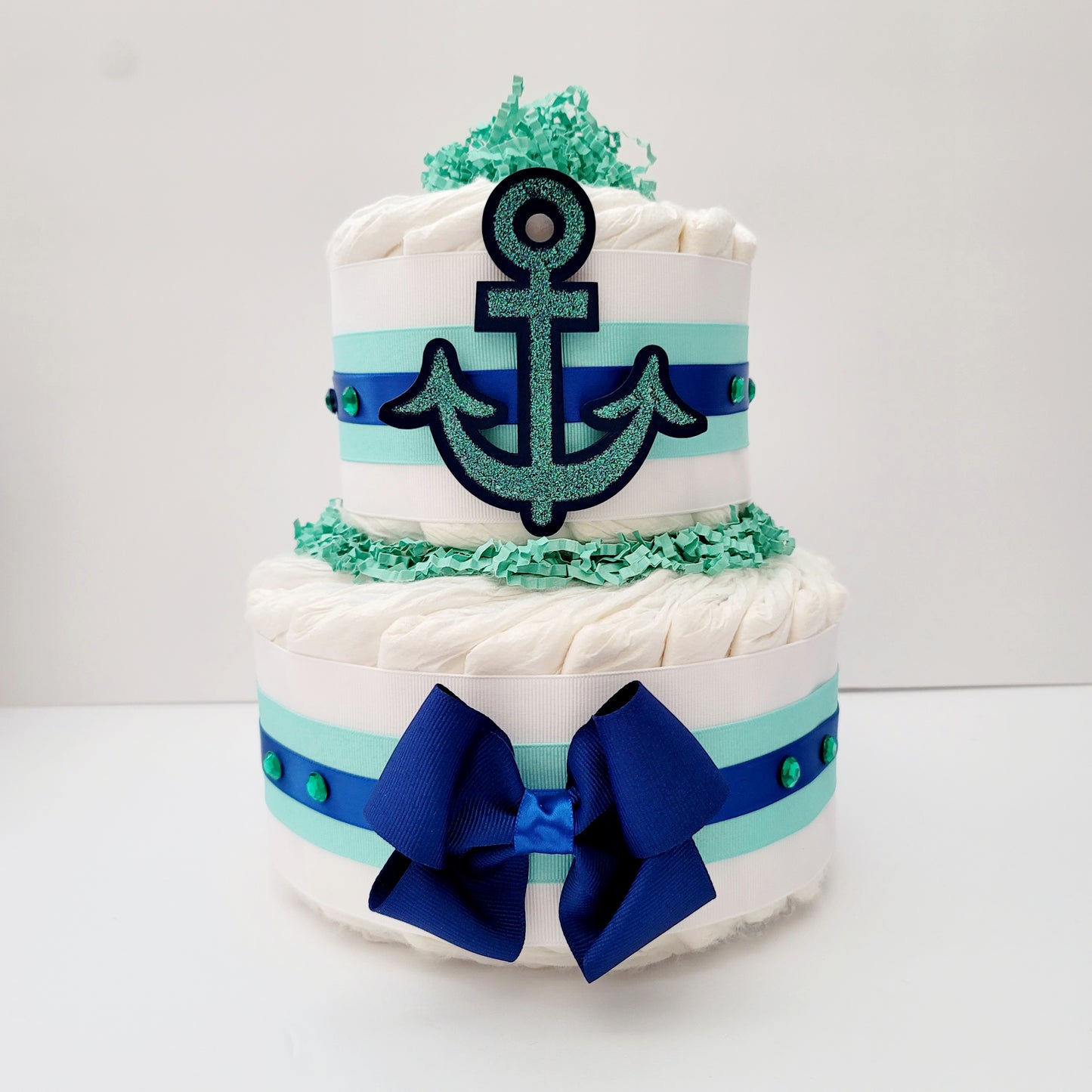 Navy Nautical Baby Diaper Cake
