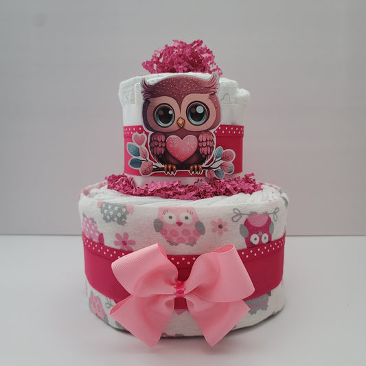 Baby Owl Diaper Shower Diaper Cake for Girls, Newborn, Arrival, Mom To Be, Gift, Present. Regalo, mama, baby girl