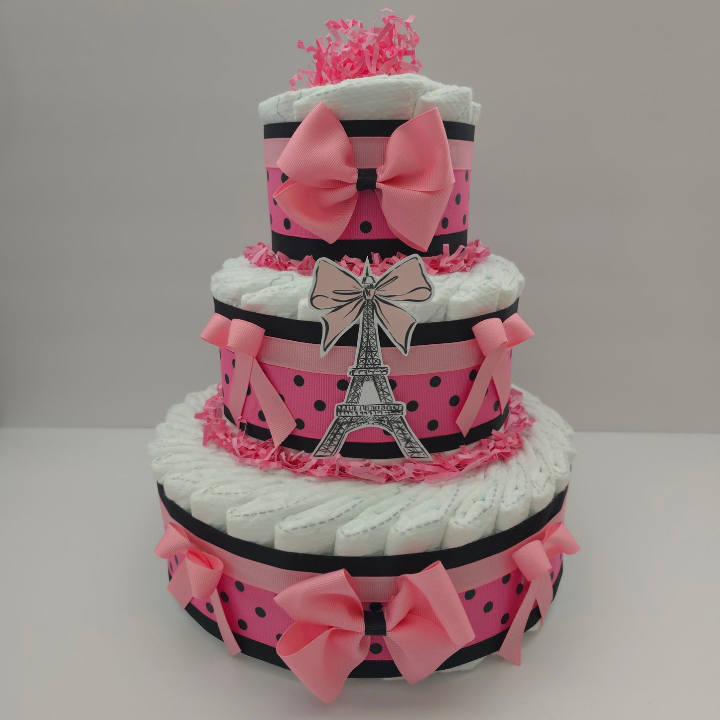 Pink Paris Eiffel Tower Travel Baby Girls Diaper Cake