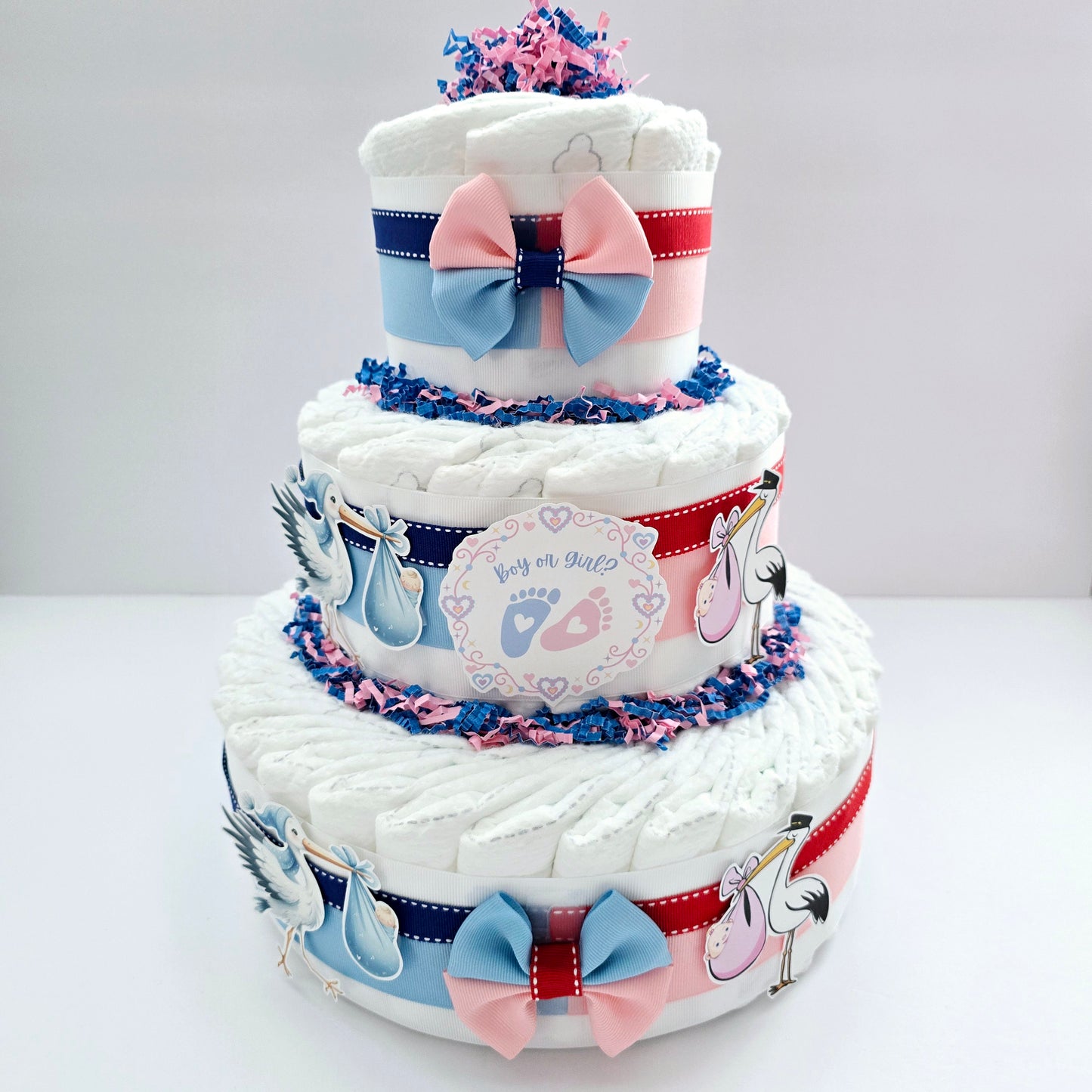 Gender Reveal Stork Diaper Cake