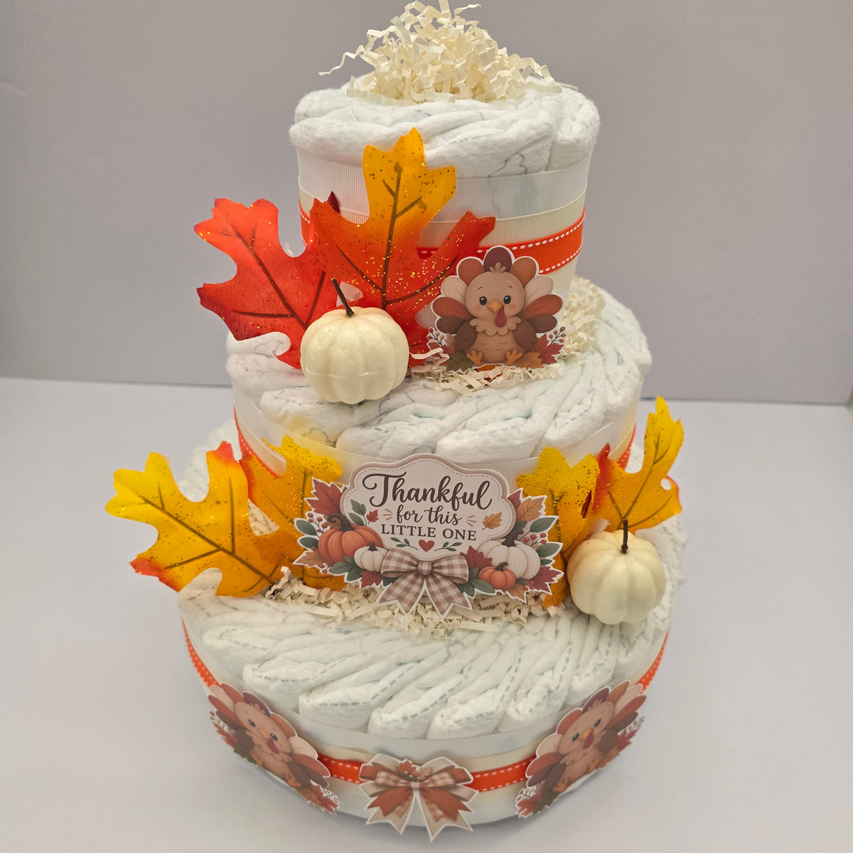 🦃 Thankful for This Little One – Thanksgiving Diaper Cake 🍂