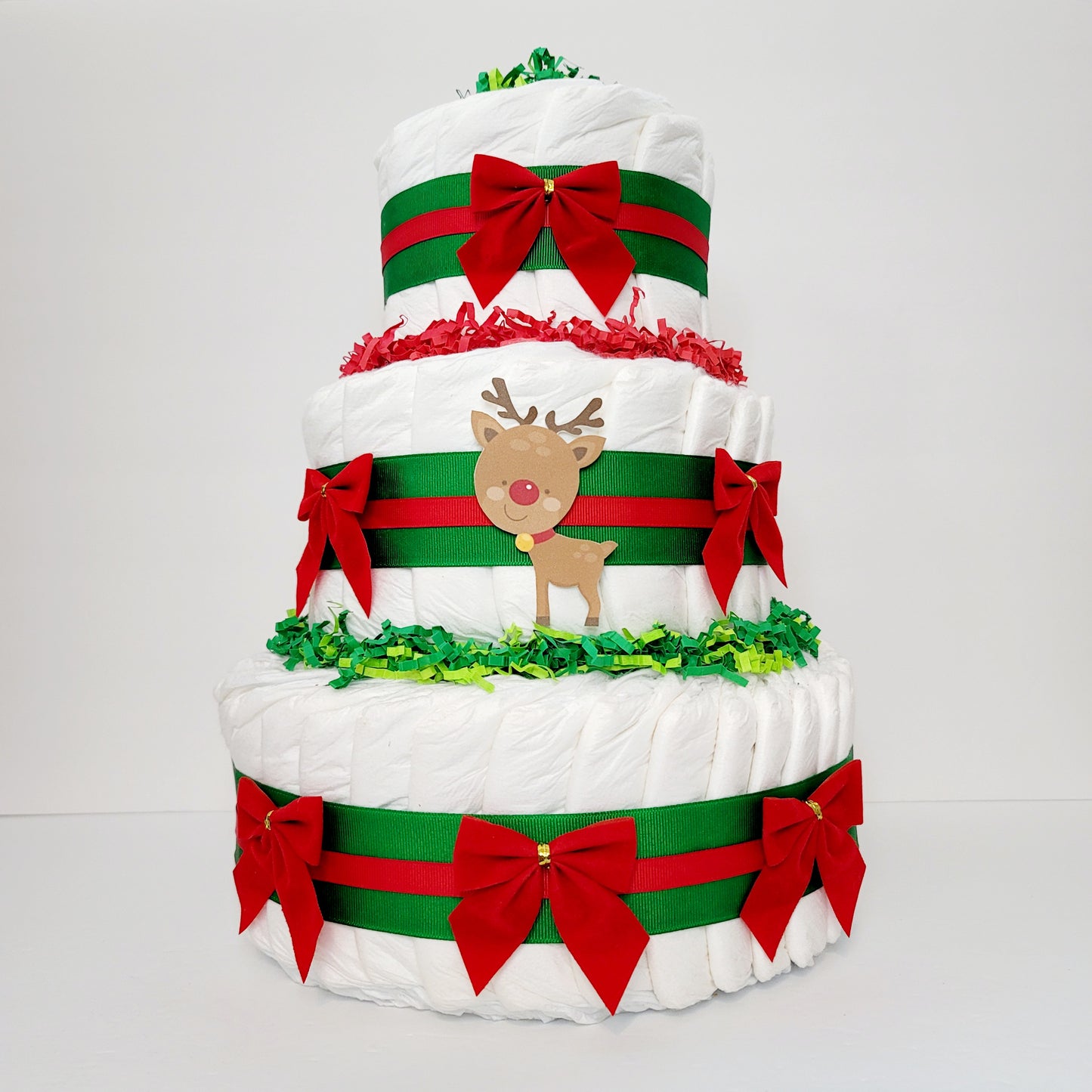 Christmas Baby Reindeer Baby Shower Diaper Cake