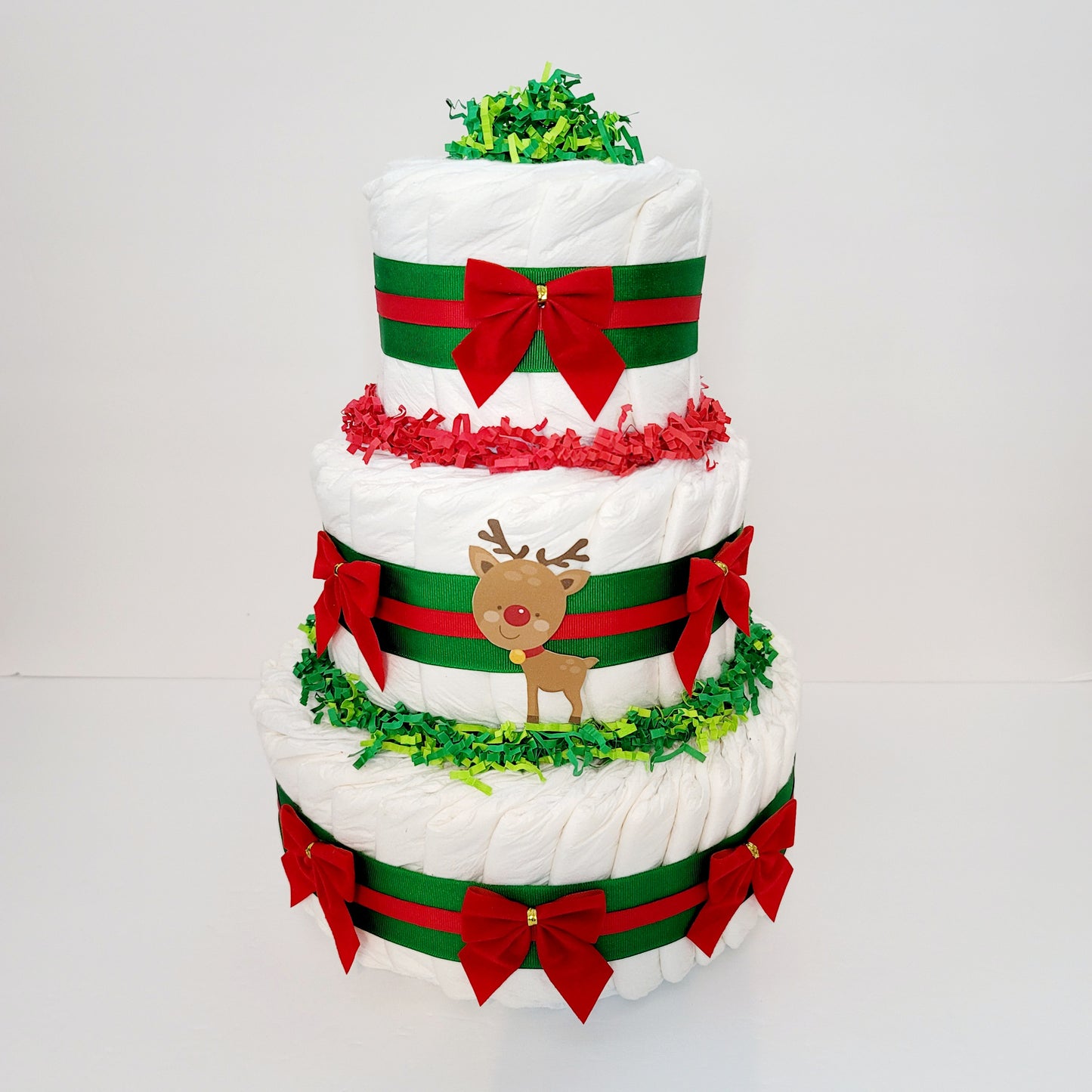 Christmas Baby Reindeer Baby Shower Diaper Cake