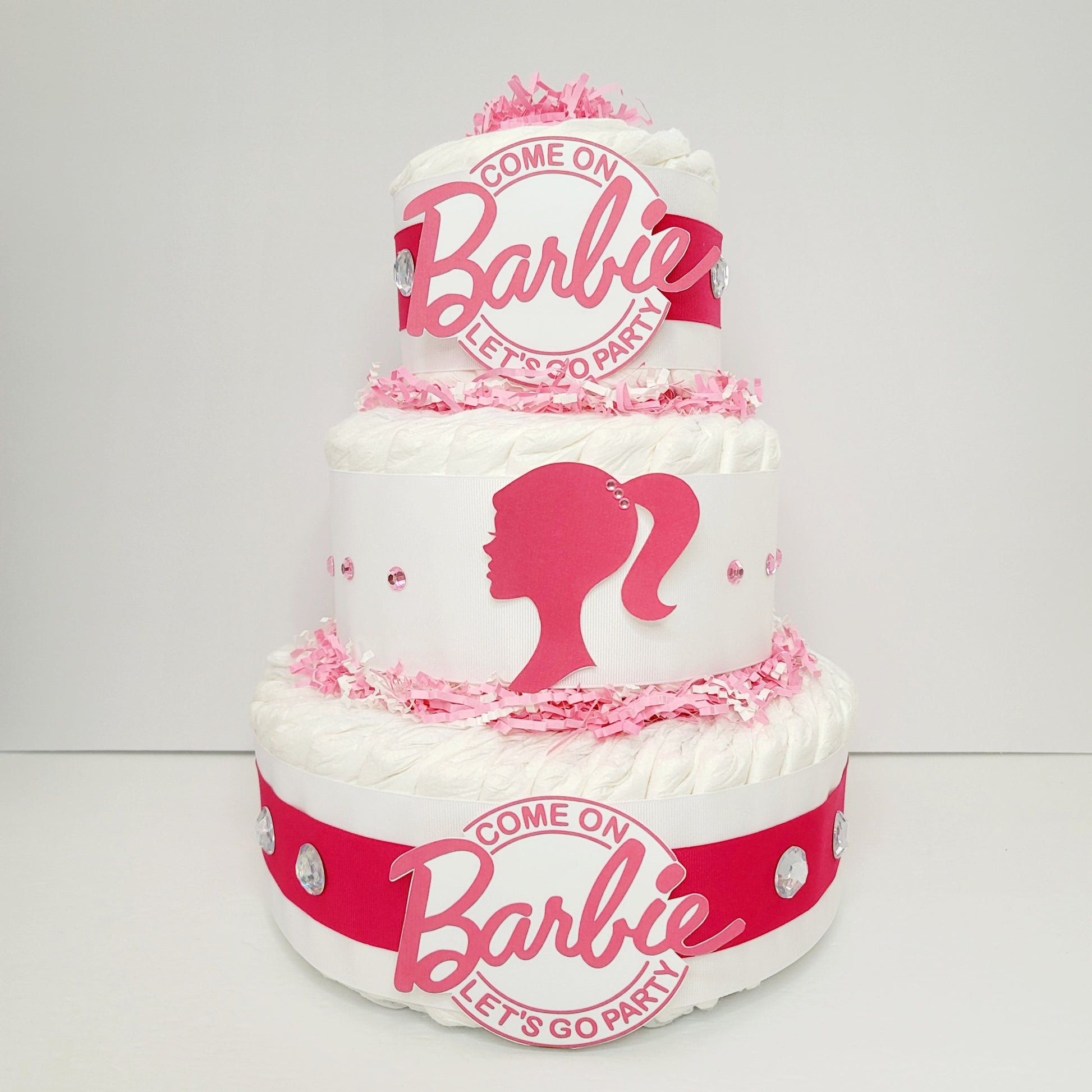 Pink Barbie Doll Girl Baby Shower Diaper Cake