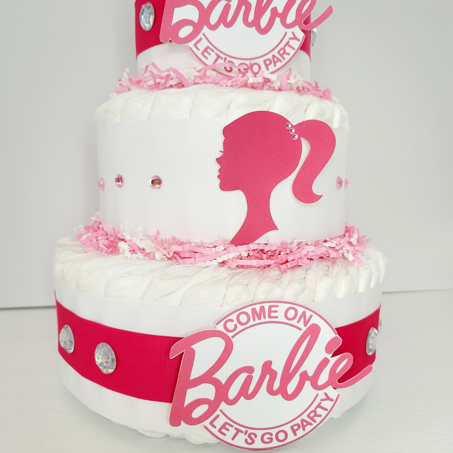 Pink Barbie Doll Girl Baby Shower Diaper Cake
