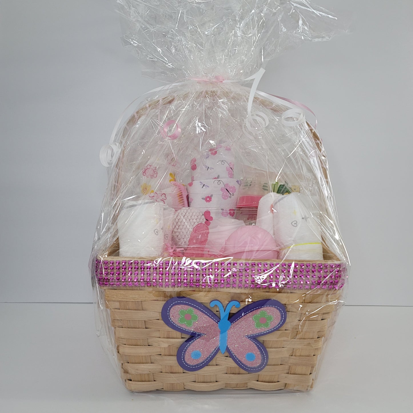 Butterfly Flowers Mini Diaper Gift Basket for Girls Baby Shower