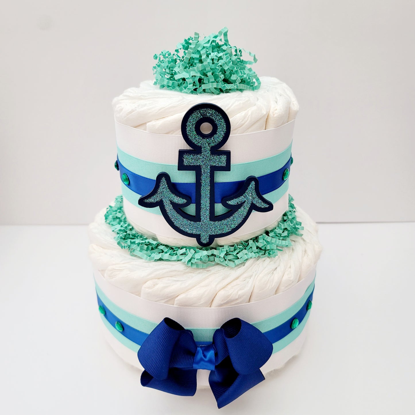Navy Nautical Baby Diaper Cake