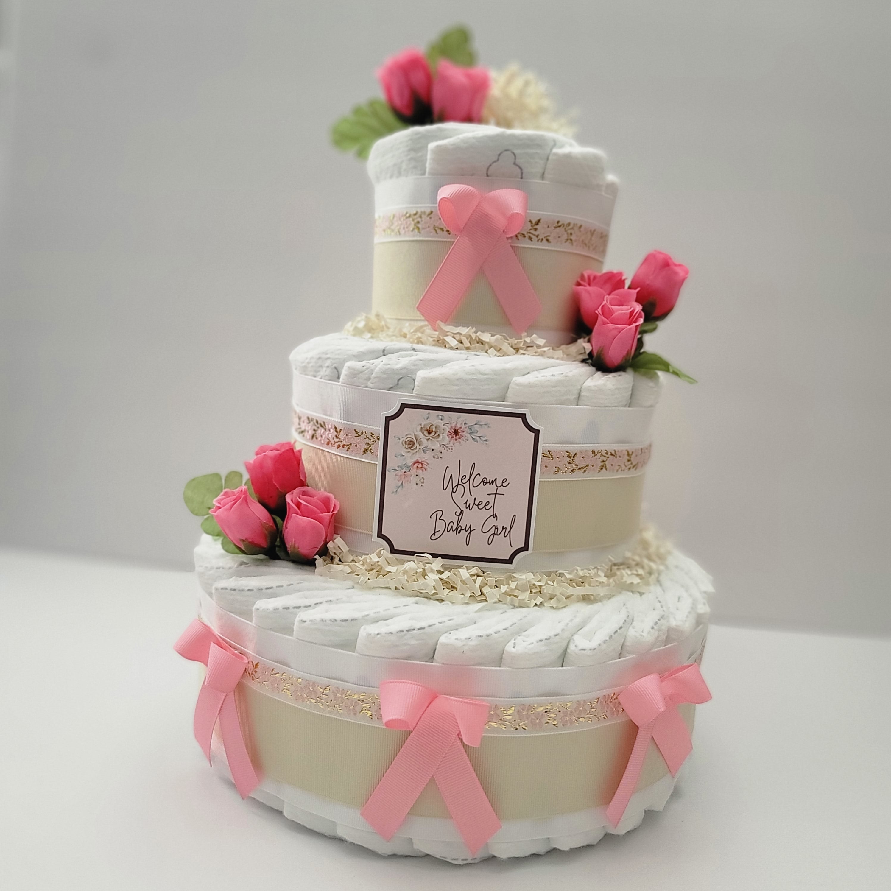 Diaper cake decorations for baby fashion shower