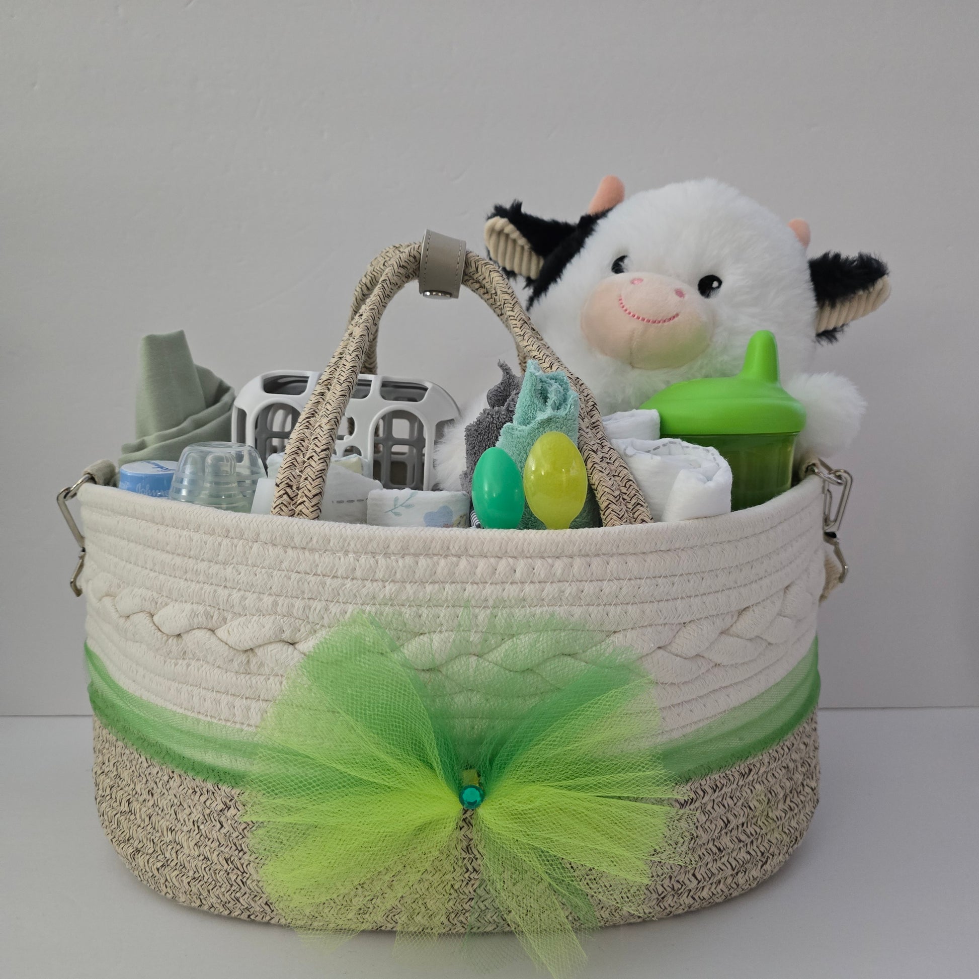 gift basket baby neutral gender reveal newborn gift mom to be baby shower 