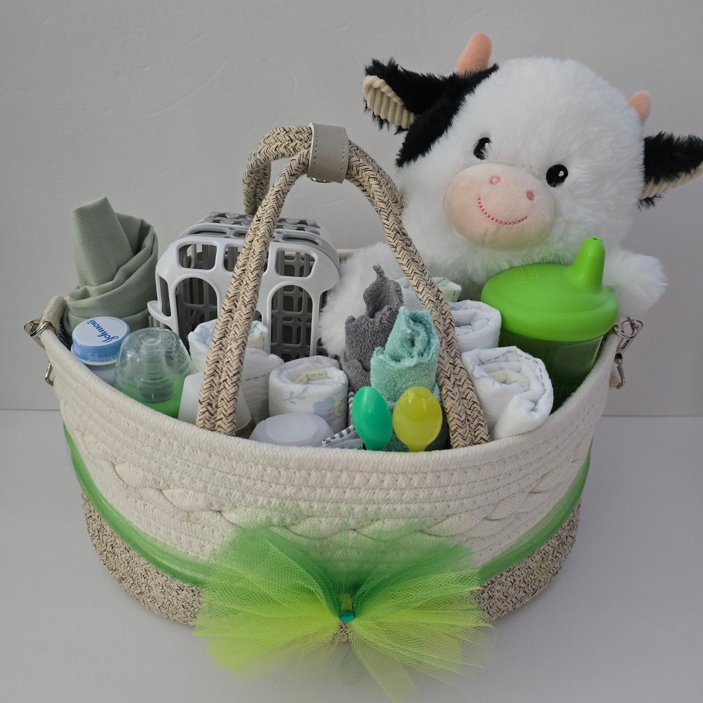 gift basket baby neutral gender reveal newborn gift mom to be baby shower 