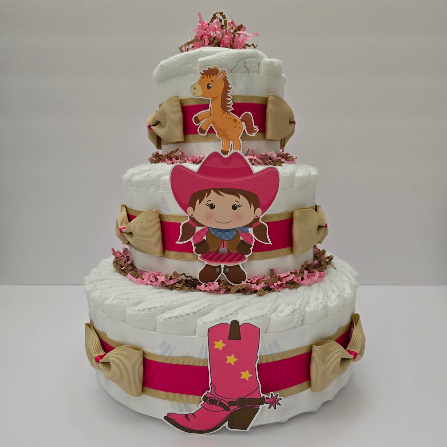 Cowgirl Princess Baby Diaper Cake – A Western Chic Gift for a Little Cowgirl!