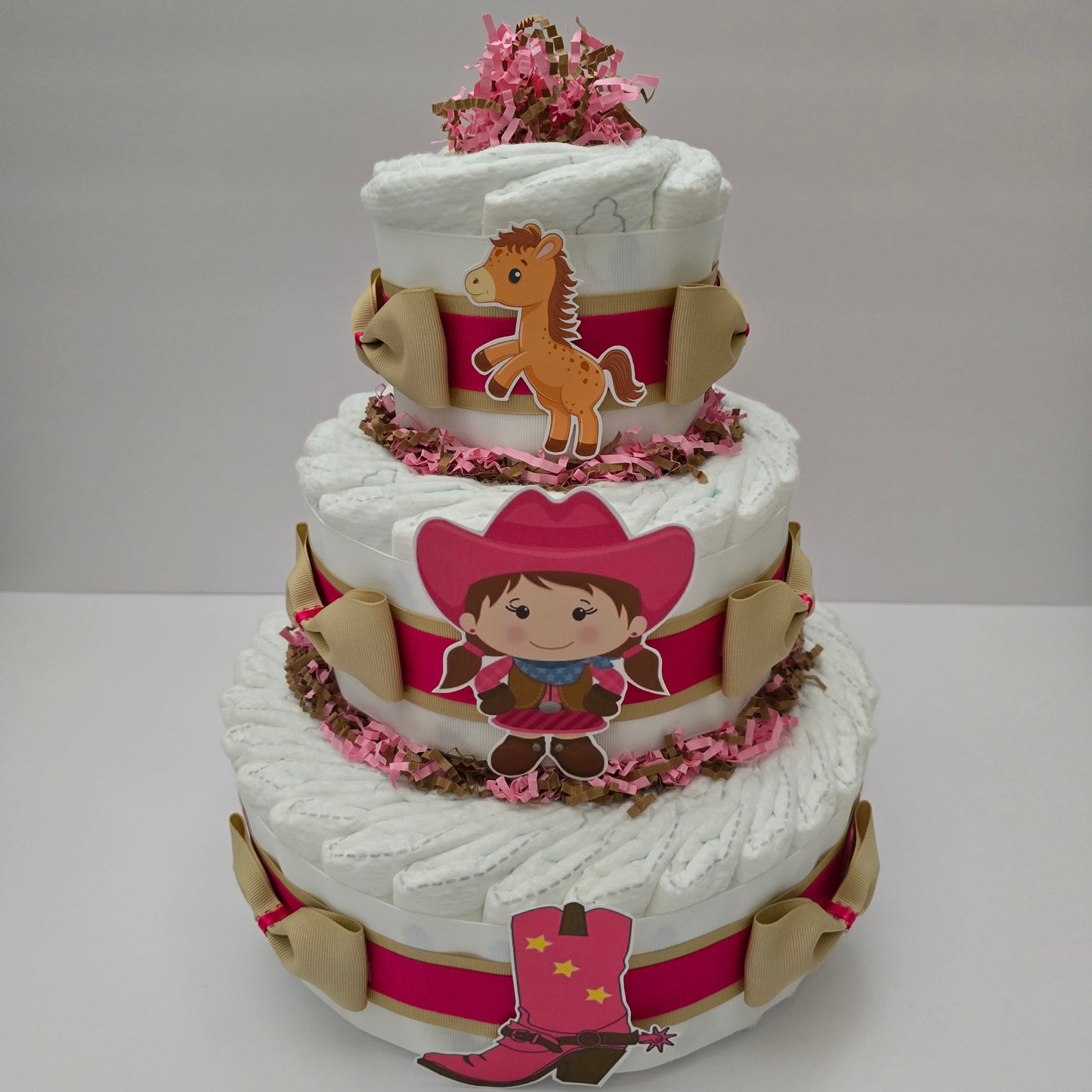 Cowgirl Princess Baby Diaper Cake – A Western Chic Gift for a Little Cowgirl!