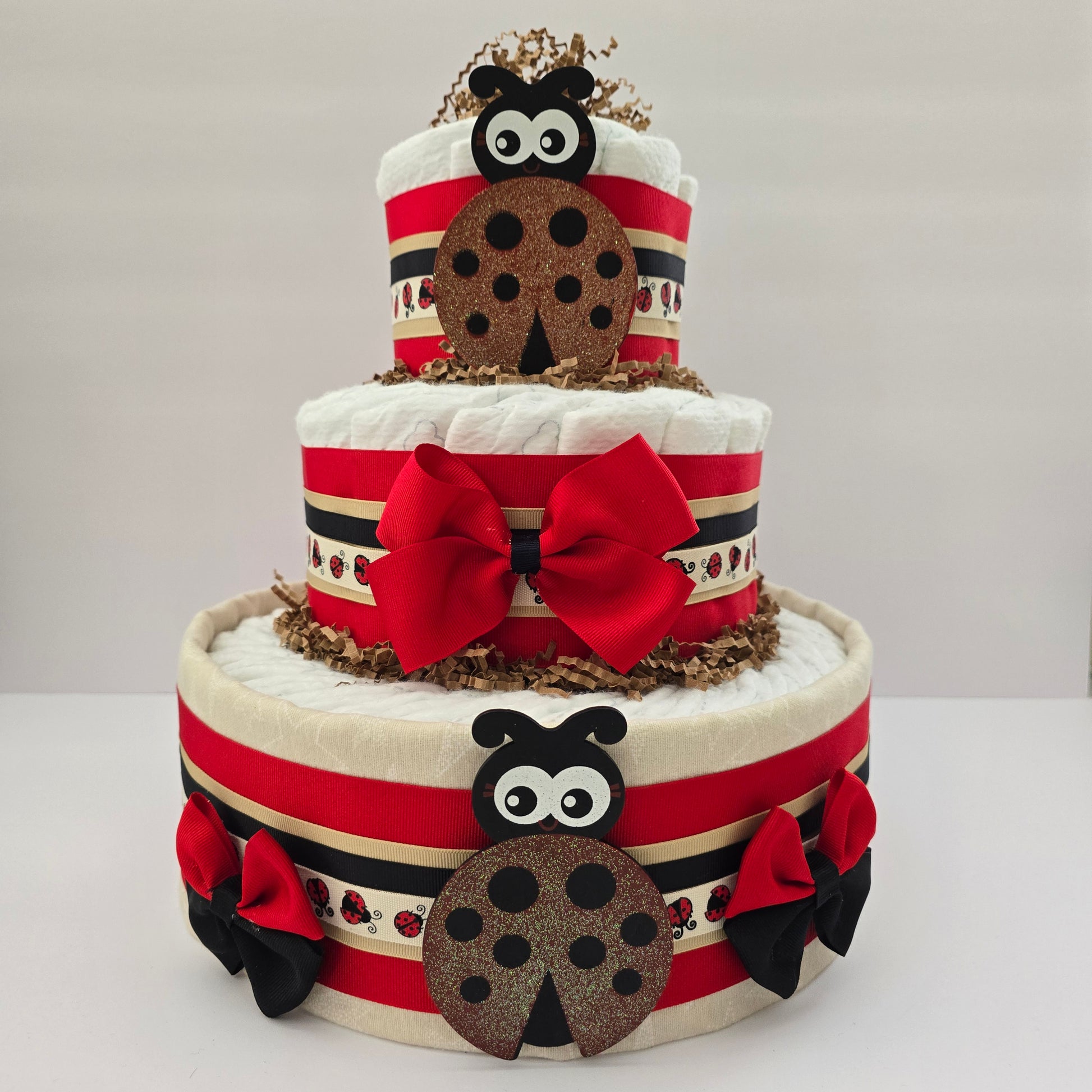 Ladybug Baby Shower diaper cake unique gift for mom to be baby shower centerpiece gift