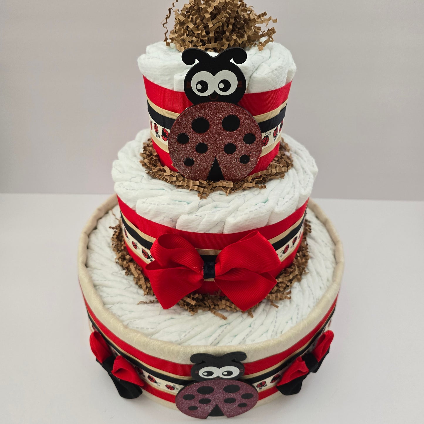 Ladybug Baby Shower diaper cake unique gift for mom to be baby shower centerpiece gift