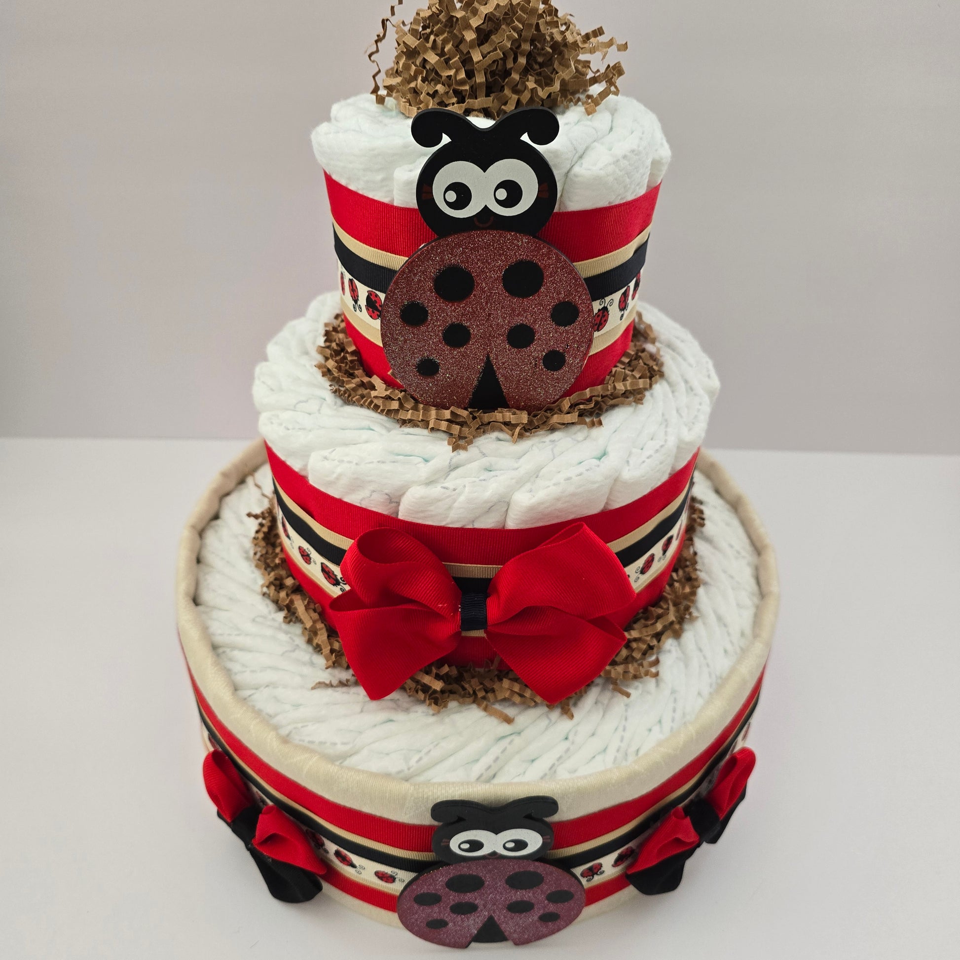 Ladybug Baby Shower diaper cake unique gift for mom to be baby shower centerpiece gift