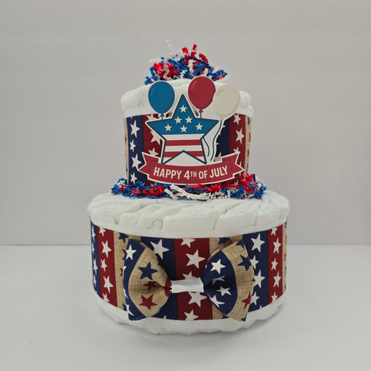 Celebrate baby’s first Independence Day with this handcrafted 4th of July diaper cake! Perfect for patriotic showers, July due dates, or gifting something truly special.