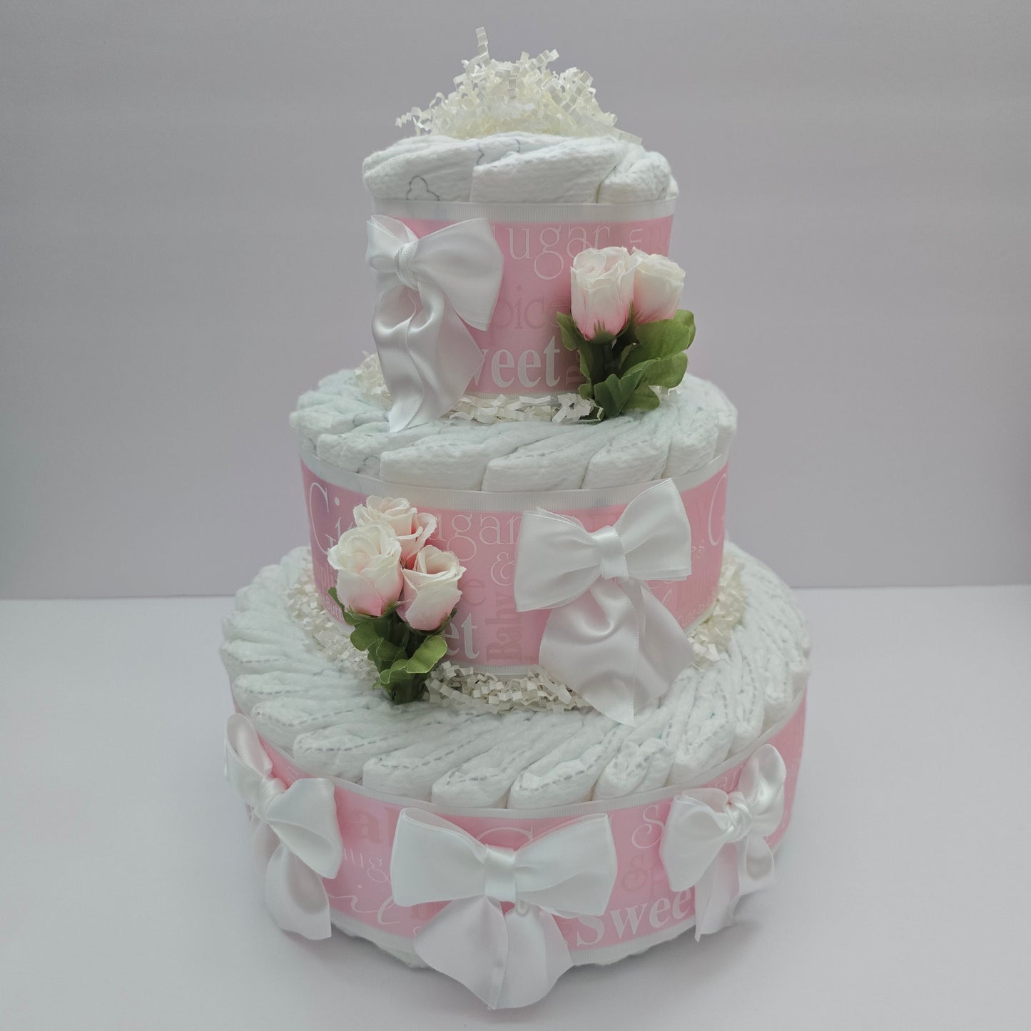 Elegant Baby Girl Baby Shower Diaper Cake for girls mom to be