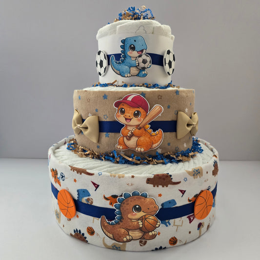 Baby Dino Sports Blanket Diaper Cake