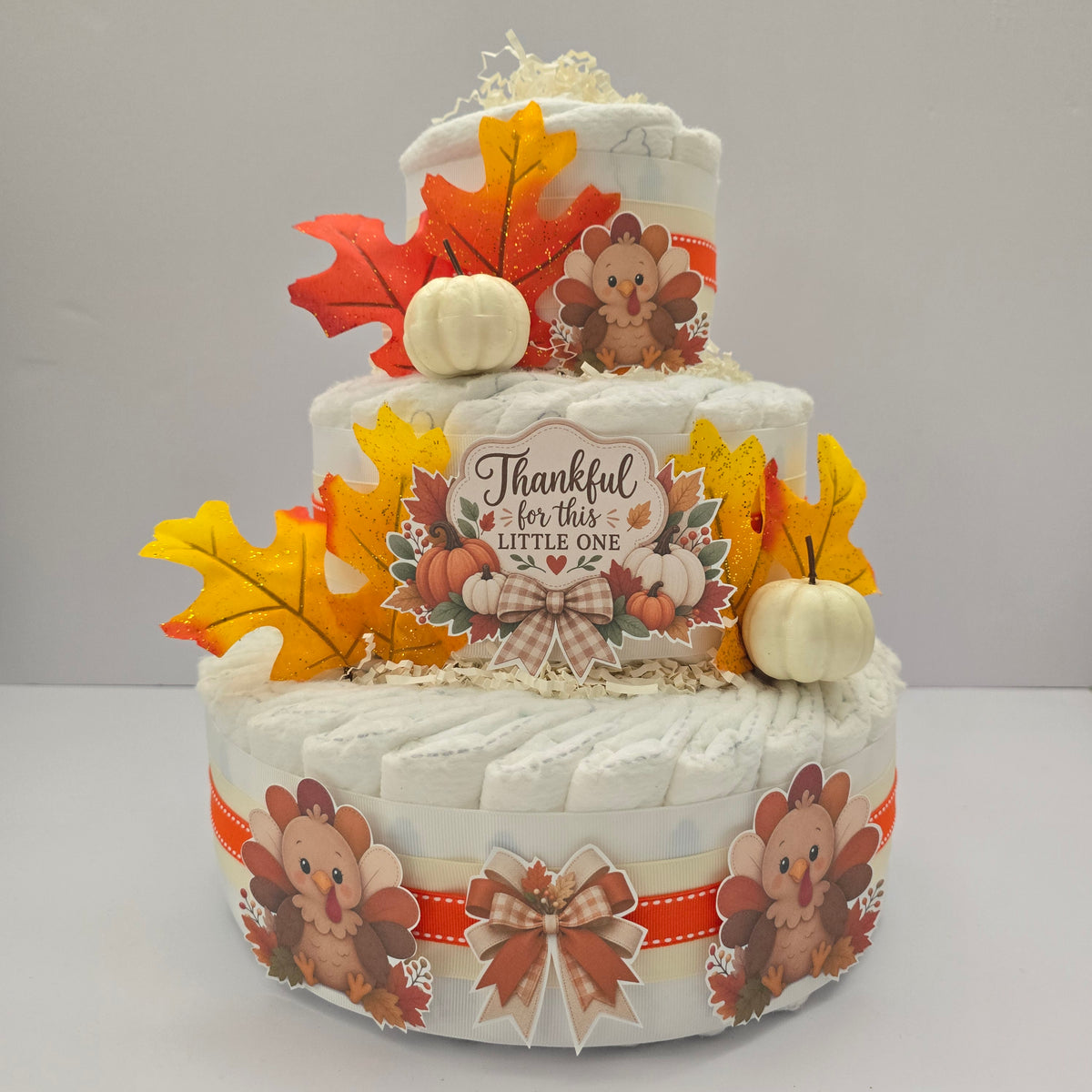 🦃 Thankful for This Little One – Thanksgiving Diaper Cake 🍂