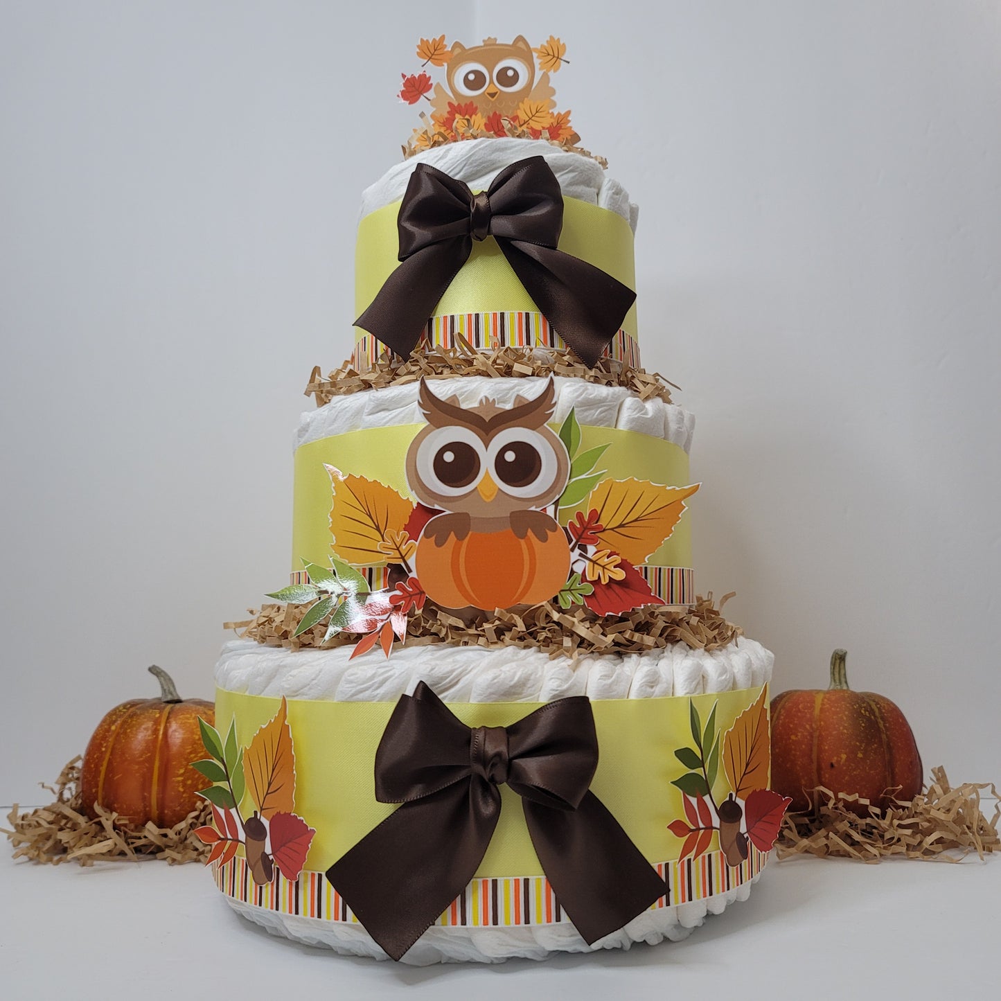 Little Owl Pumpkin Fall Baby Shower Diaper Cake