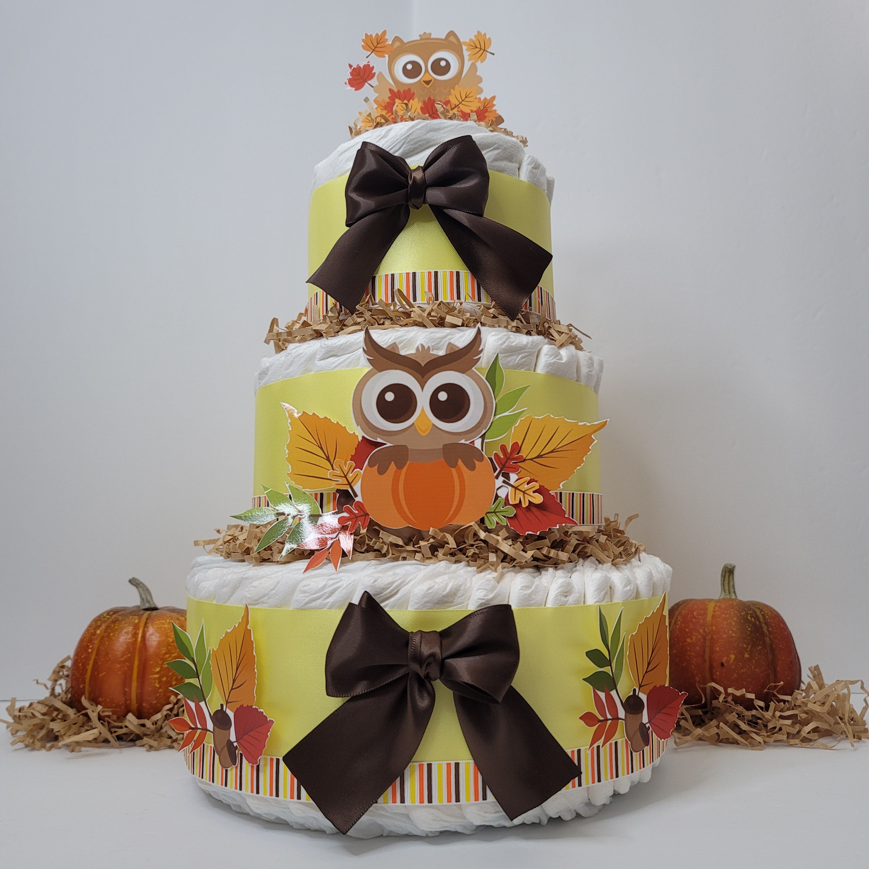Little Owl Pumpkin Fall Diaper Cake