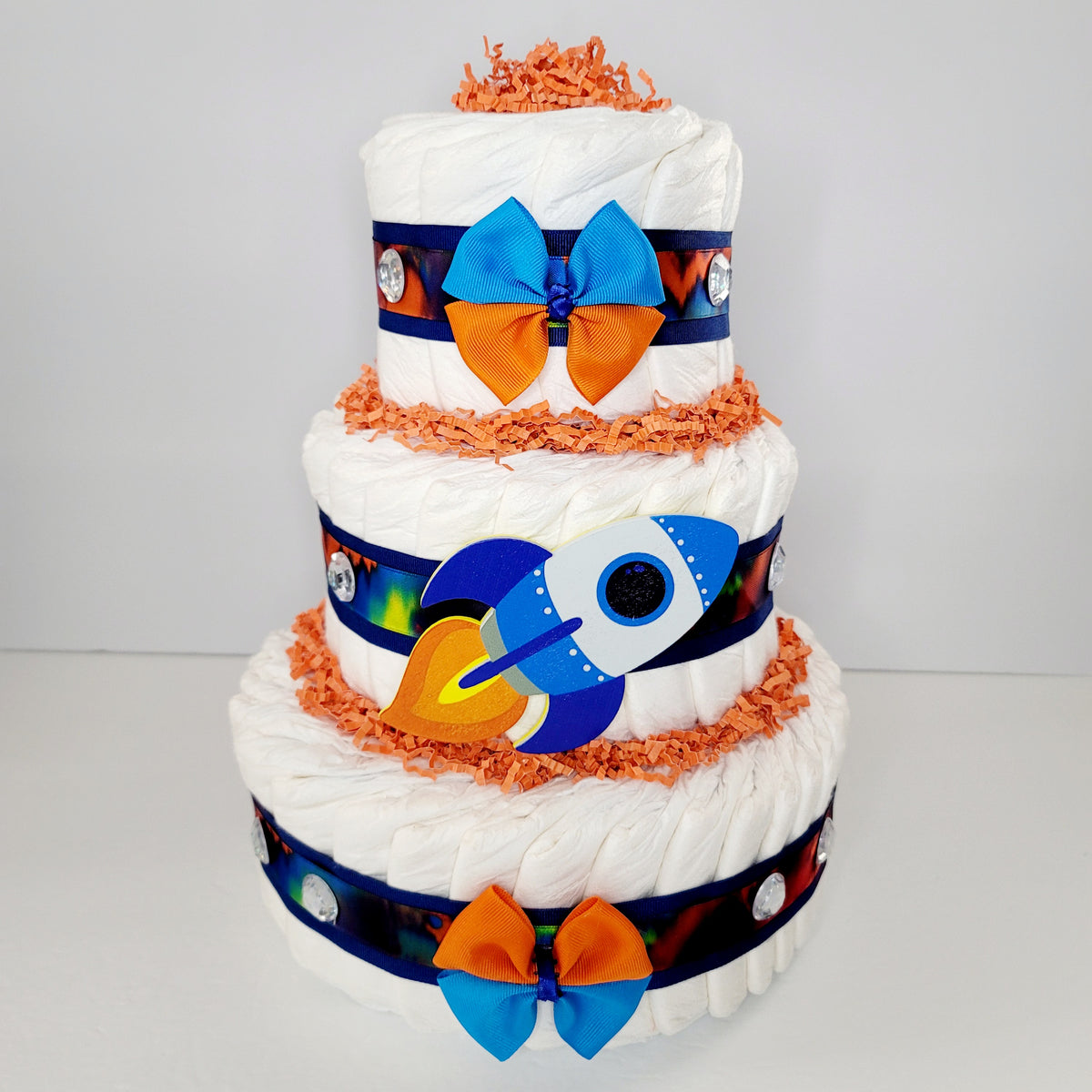 Cellophane Rocketship Rocket Ship Spacecraft Baby Shower Diaper Cake