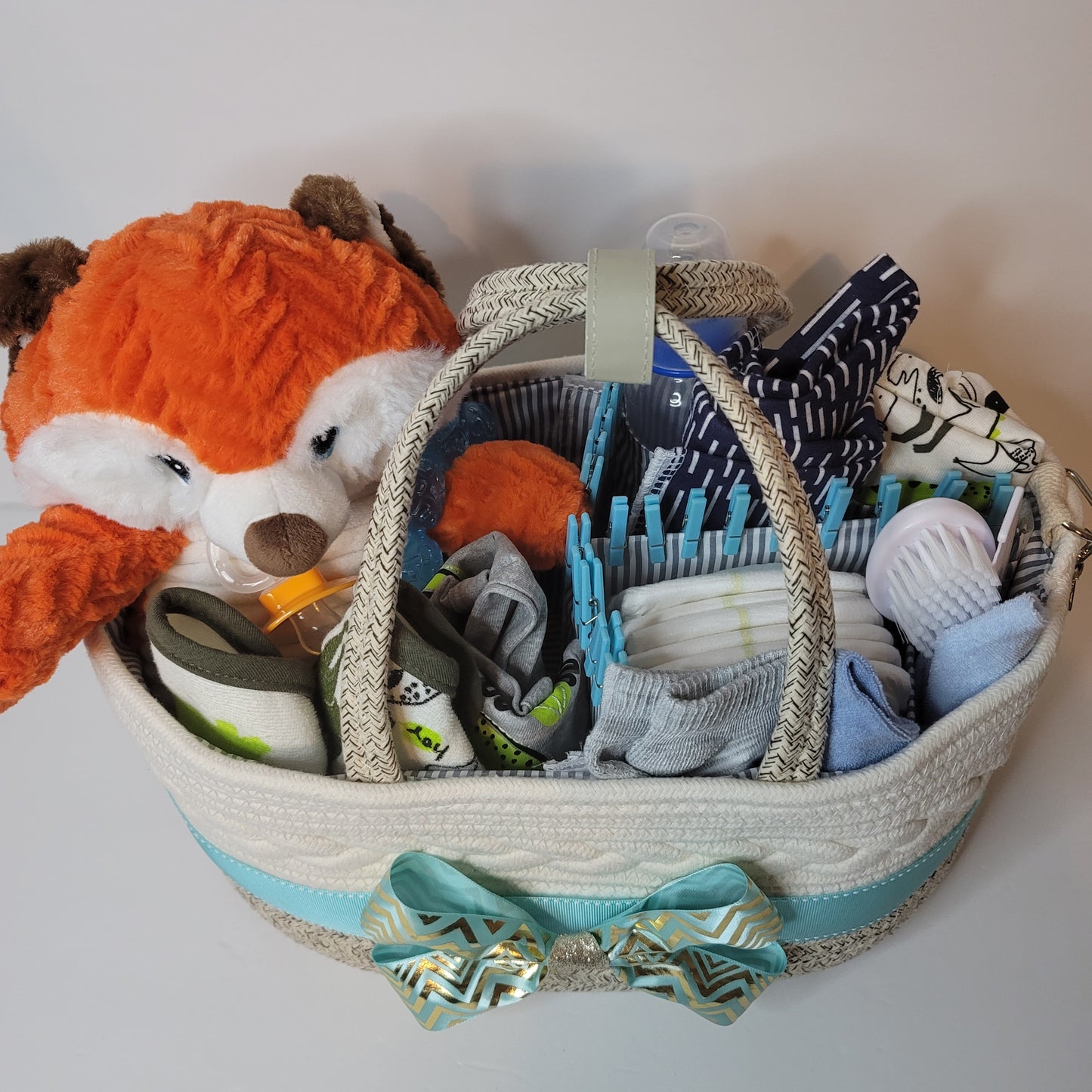 Diaper Caddy Organizer Gift Basket for Boys